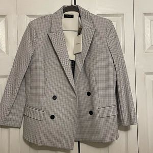 Theory White Check Blazer NWT Size 8
